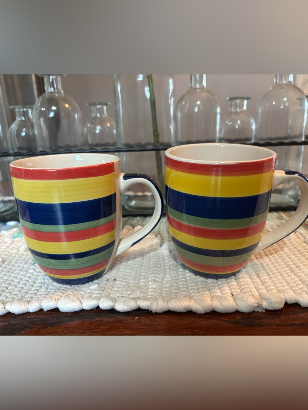 Swirl Multicolor by Tabletops Unlimited rainbow colored stripe coffee mug 2 mugs